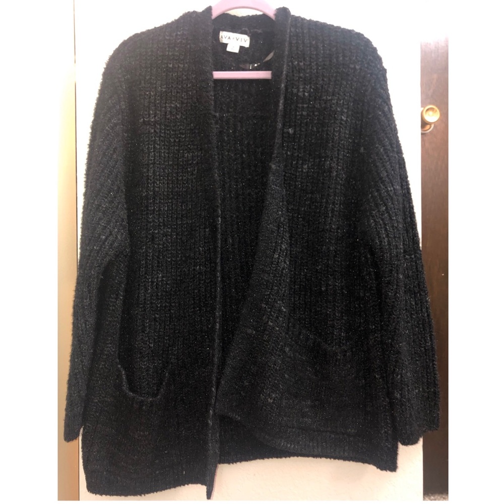 Black fuzzy cardigan | 2X